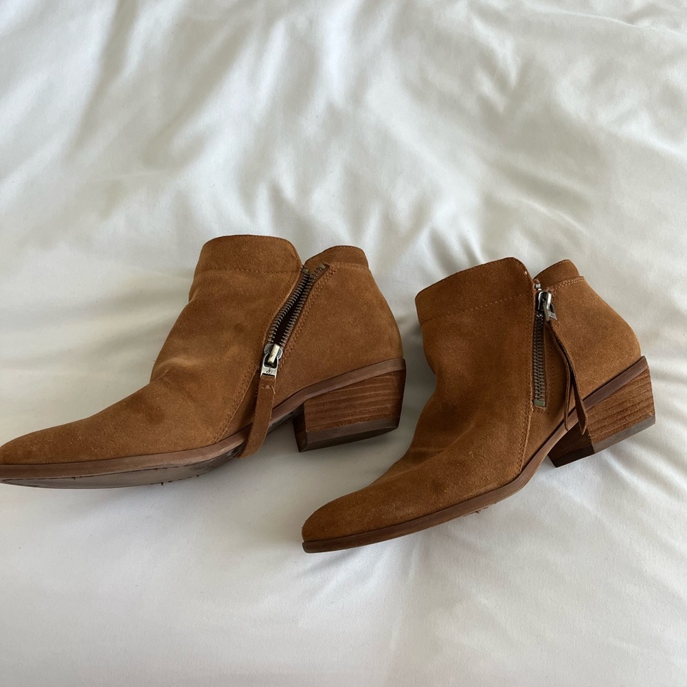 Sam Edelman Brown Ankle Booties Western-Inspired Suede